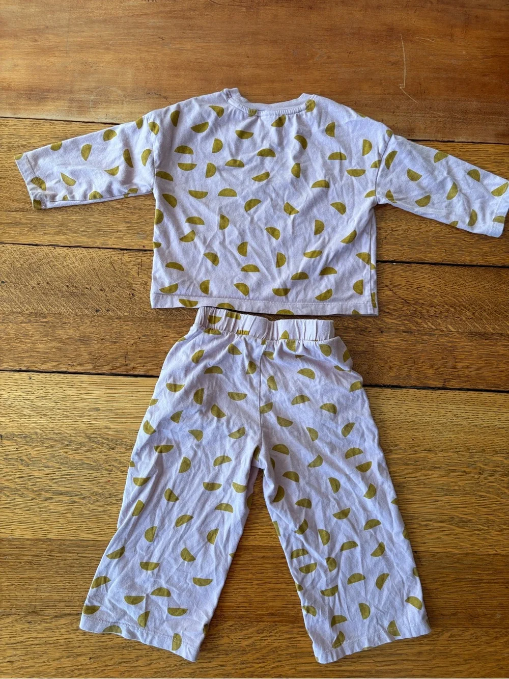 Hanna Andersson Lavender Two-Piece Pajama Set with Olive Print